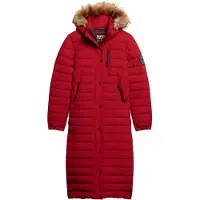 Superdry for woman. W5011565A Long quilted hooded coat Fuji red (XS), Casual, Recycled Polister, Sustainable