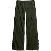 Superdry for woman. W7010914A Wide-leg cargo trousers, low rise green (32), Casual, Cotton