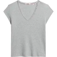 Superdry Essential Lace Trim Kort Ermet V-hals T-skjorte