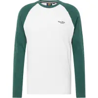 Superdry for man. M6010801A Essential long sleeve baseball t-shirt white, green (XL), Casual, Cotton