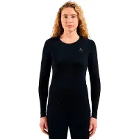 Odlo Merino 200 BL dame termisk genser Top Crew Neck LS - svart størrelse XS