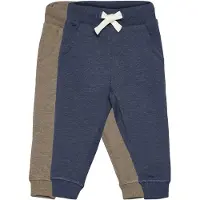 Minymo Joggebukser - 2-pack - Lys Brun Melert/Blå Melert - - 12 år (152) - Joggebukse
