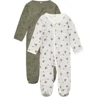 Pippi Jumpsuiter - Nattdrakter - 2-pack - Deep Lichen Green - - 2 år (92) - Jumpsuit