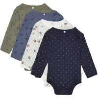 Pippi Baby Bodyer I/e - 4-pack - Deep Lichen Green - - 1 år (80) - Langermet Body