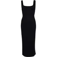 Superdry for woman. W8011461A Knitted midi dress with black square neckline (S), Casual, Party, Modal, Sleeveless / Straps