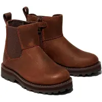 Timberland unisex for kids. TB0A28NR9311 Courma Kid Mid brown leather chelsea ankle boots (23), Flat, Zip, Casual, children's fashion