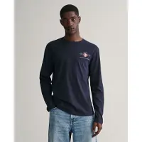 Gant for man. 2004058 Medium Archive Shield long sleeve T-shirt navy (XS), Casual, Cotton