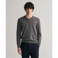 Gant for man. 87212 Grey V-neck jumper (M), Casual, Wool