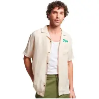 Superdry for man. M4010621A Vintage Bowling Shirt beige (XL), Casual, Viscose, Short sleeve