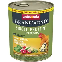Animonda GranCarno Adult Superfoods 24 x 800 g - Kylling + Spinat, Bringebær, Gresskarkjerner