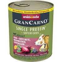 Animonda GranCarno Adult Superfoods 24 x 800 g - Okse + Rødbete, Bjørnebær, Løvetann