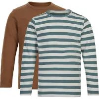 Minymo Genser - 2-pack - Hvit/Grønn Stripet/Toffee - - 1½ år (86) - Genser
