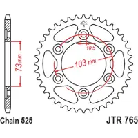 JT Sprockets Jtr 765 Zbk Bakre Tannhjul