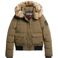 Superdry for woman. W5011576A Everest green hooded quilted bomber jacket with hood (XS), Casual, Polyester