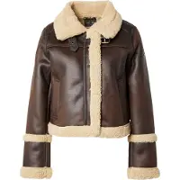 Superdry for woman. W5011691A Brown shearling jacket (L), Casual, Polyester