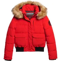 Superdry for woman. W5011576A Everest quilted hooded bomber jacket red (M), Casual, Polyester, Sustainable