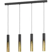 Eglo LED-hengelampe Barbotto i svart/gull, 4 lyskilder