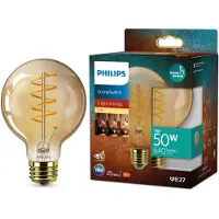 Philips SceneSwitch LED-filamentpære 640 320 60 lm G95 E27 ravfarget