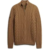 Superdry for man. M6110527A Braided knitted jumper with half zip Vintage Jacob brown (XXL), Casual, Acrylic