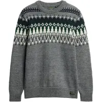 Superdry for man. M6110528A Knitted pullover with round neck and grey alpine greckes (M), Casual, Acrylic
