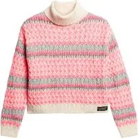 Superdry for woman. W6110526A Short knitted pullover with pink turtleneck (S), Casual, Polyamide