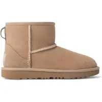 Ugg for girl. 1017715K Classic Mini II beige leather ankle boots (35), Flat, None, Casual, children's fashion