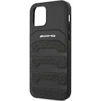 Mercedes AMG Leather Debossed Lines-etui i lær for iPhone 12 mini - svart