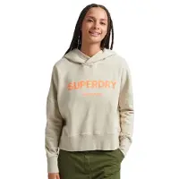 Superdry for woman. W2011829A Core Sport short square cut sweatshirt with beige hood (16), Casual, Cotton, Long sleeve