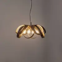 Domiluce Petla hengelampe, svart/gull, metall, Ø 65 cm