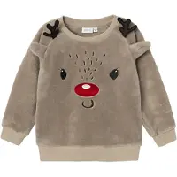 Name it Collegegenser - Teddy - NmnReinsdyr - Weathered Teak - - 3 år (98) - Collegegenser