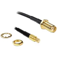 DeLOCK - Antennekabel - MCX (hann) til SMA (hunn) - 20 cm - RG-174 - svart