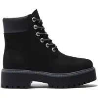 Timberland for woman. TB1A5RH50151 Stone Street 6 Inch Black Leather Boots (39.5 W), Flat, Laces, Casual