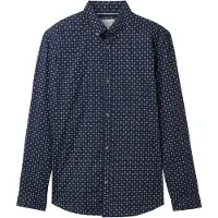 Tom Tailor Fitted Printed Poplin Skjorte Med Lange Ermer