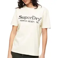 Superdry for woman. W1011403A Relaxed fit T-shirt with metallised finish Venue white (S), Casual, Cotton, Short sleeve