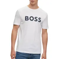 BOSS for man. 50481923 White Logo T-shirt (L), Casual, Cotton, Short sleeve