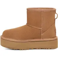 Ugg for girl. 1143700K Leather ankle boots K Classic Mini Platform brown (33.5), 1 to 3 cm, None, Casual, children's fashion