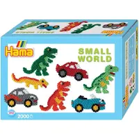 Hama Midi Perler - Small World - 2000 stk. - Dinosaurer og Biler - - OneSize - Perler