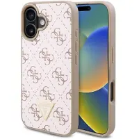 GUESS Nytt 4G trekantetui for iPhone 16 Plus - Hvit