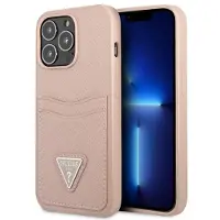 GUESS GUHCP13LPSATPP iPhone 13 Pro/13 6.1" Rosa Hardcase Saffiano Triangle Logo Card Slot