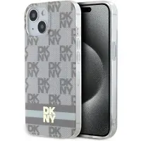 DKNY IML MagSafe-etui med rutete og striper til iPhone 15/14 Plus - Beige