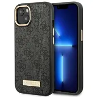 GUESS GUHMP14MU4GPRK iPhone 14 Plus 6,7" svart / svart hardt etui 4G Logo Plate MagSafe