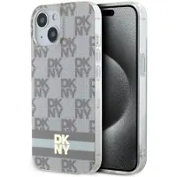 DKNY IML rutete ensfarget mønster og trykte striper MagSafe-etui for iPhone 15 / 14 / 13 - beige
