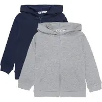 Minymo Cardigan - 2-pack - Grå Melert/Navy - - 10 år (140) - Cardigan