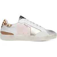 Pepe Jeans for woman. PLS31573 Lane Sweet white leather trainers (38), Flat, Suede, Laces, Casual