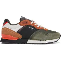 Pepe Jeans for man. PMS40021 London Grade green leather shoes (43), Flat, Suede, Laces, Casual