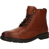 Pepe Jeans for man. PMS50245 Fred Land brown leather ankle boots (45), Flat, Laces, Zip, Casual