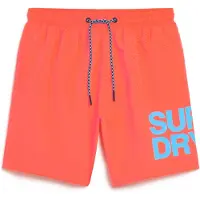 Superdry for man. M3010228A Sportswear 43.2 cm swimming costume with coral logo (S), Orange, Beachwear, Recycled Polister, Sustainable