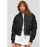 Superdry for woman. W5011654A Navy hooded bomber jacket with hood (L), Casual, Nylon, Long sleeve