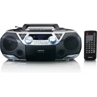 Lenco SCD-720SI - Portable Boombox with DAB+/FM radio Bluetooth CD Casette Recorder and USB player - Silver - DAB/DAB+/FM - Stereo - Sølv
