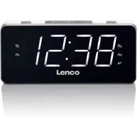Lenco CR-18, Klokke, Digitalt, FM, LED, 4,57 cm (1.8), Sort, Sølv